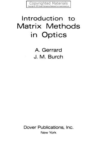 Introduction to Matrix Methods in Optics