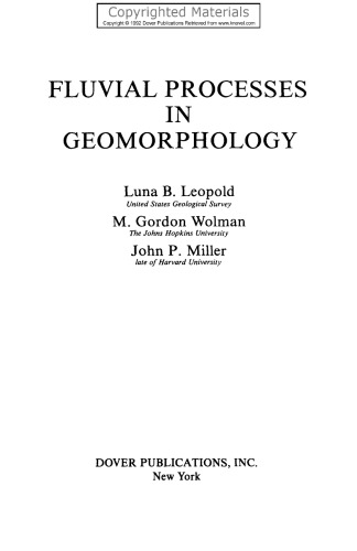 Fluvial Processes in Geomorphology
