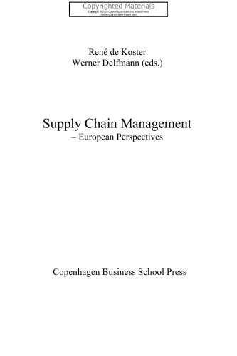 Supply Chain Management - European Perspectives