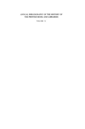 Annual Bibliography of the History of the Printed Book and Libraries