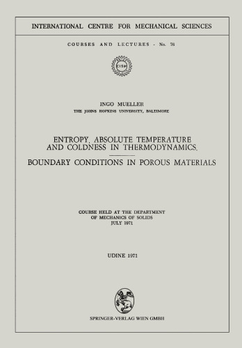 Entropy, Absolute Temperature and Coldness in Thermodynamics: Boundary Conditions in Porous Materials