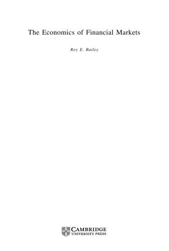 The economics of financial markets