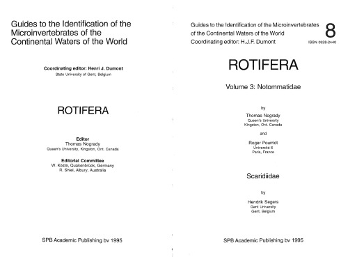 Guides to the identification of the microinvertebrates of the continental waters of the world 8 : Rotifera ; Vol. 3. Notommatidae