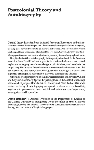 Postcolonial Theory and Autobiography