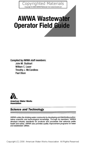 AWWA Wastewater Operator Field Guide