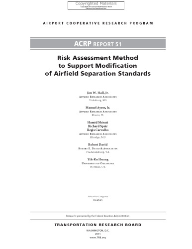 Risk Assessment Method to Support Modification of Airfield Separation Standards