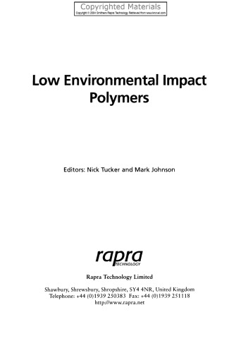 Low Environmental Impact Polymers