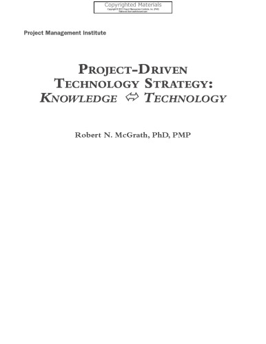 Project-driven Technology Strategy - Knowledge Technology