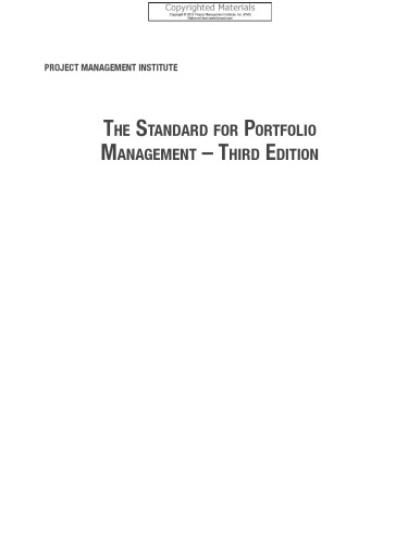 Standard for Portfolio Management (3rd Edition)