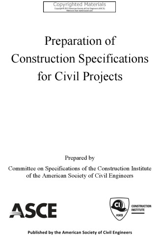 Preparation of Construction Specifications for Civil Projects