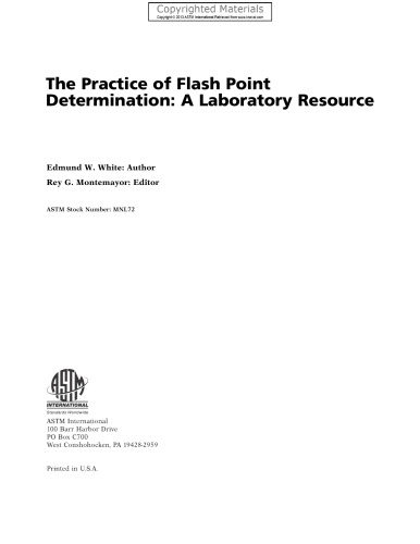 Practice of Flash Point Determination - A Laboratory Resource