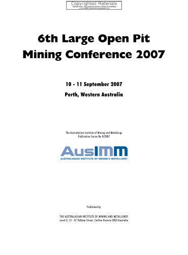 Sixth Large Open Pit Mining Conference 2007