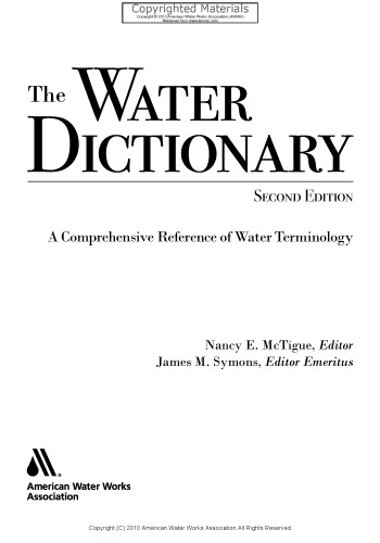 Water Dictionary - A Comprehensive Reference of Water Terminology (2nd Edition)