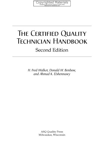 Certified Quality Technician Handbook (2nd Edition)