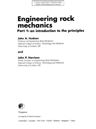 Engineering Rock Mechanics, Part 1 - An Introduction to the Principles