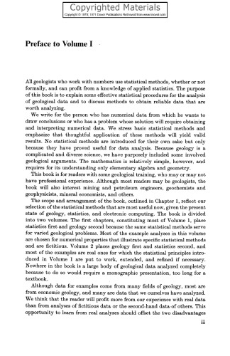 Statistical Analysis of Geological Data