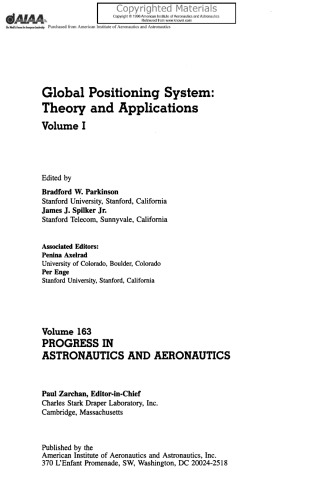 Global Positioning System, Volume 1 - Theory and Applications