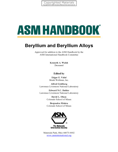 ASM Handbook - Beryllium and Beryllium Alloys