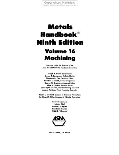 ASM Handbook, Volume 16 - Machining