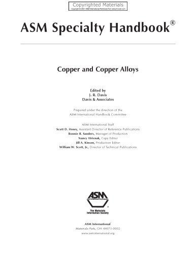 ASM Specialty Handbook - Copper and Copper Alloys