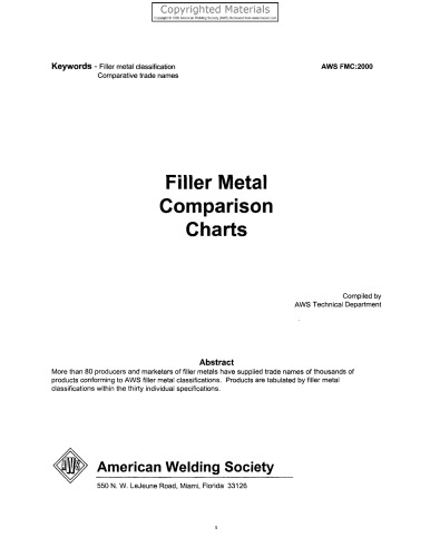 Filler Metal Comparison Charts