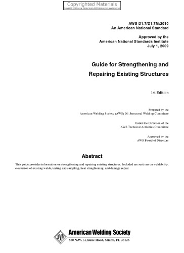 Guide for Strengthening and Repairing Existing Structures