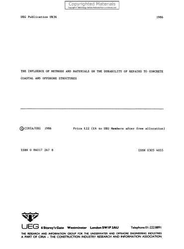 Influence of Methods and Materials on the Durability of Repairs to Concrete Coastal and Offshore Structures