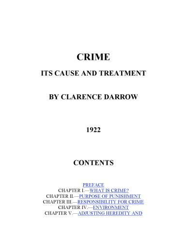 Crime Its Cause and Treatment