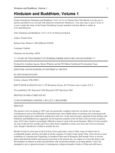 Hinduism and Buddhism, Volume 1: An Historical Sketch