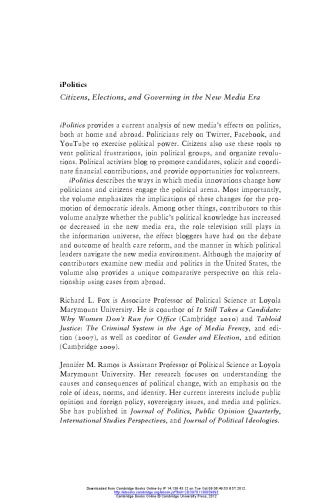 iPolitics: Citizens, Elections, and Governing in the New Media Era