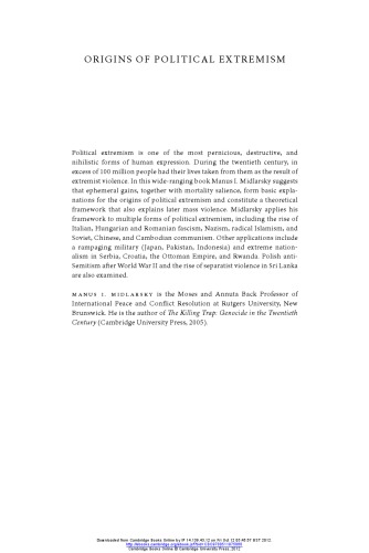 Origins of Political Extremism: Mass Violence in the Twentieth Century and Beyond