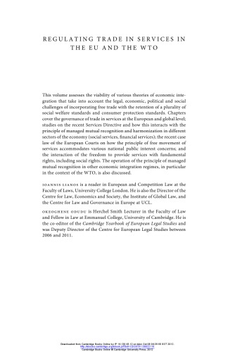 Regulating Trade in Services in the EU and the WTO: Trust, Distrust and Economic Integration