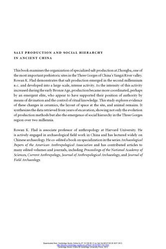 Salt Production and Social Hierarchy in Ancient China: An Archaeological Investigation of Specialization in China's Three Gorges Hardcover