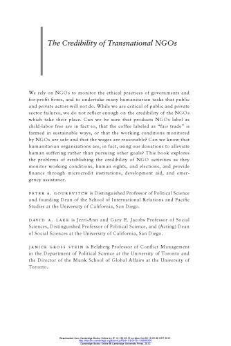 The Credibility of Transnational NGOs: When Virtue Is Not Enough