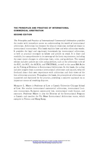 The Principles and Practice of International Commercial Arbitration