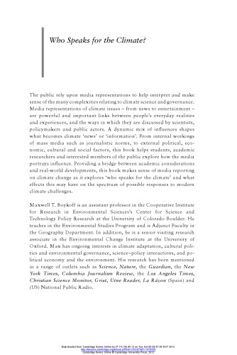 Who Speaks for the Climate?: Making Sense of Media Reporting on Climate Change Paperback