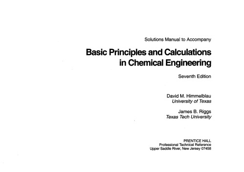 Basic principles and calculations in chemical engineering