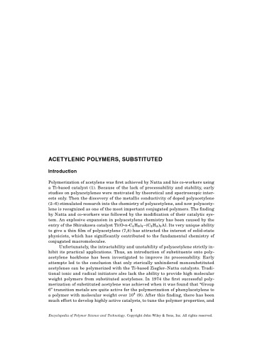 Encyclopedia of polymer science and technology