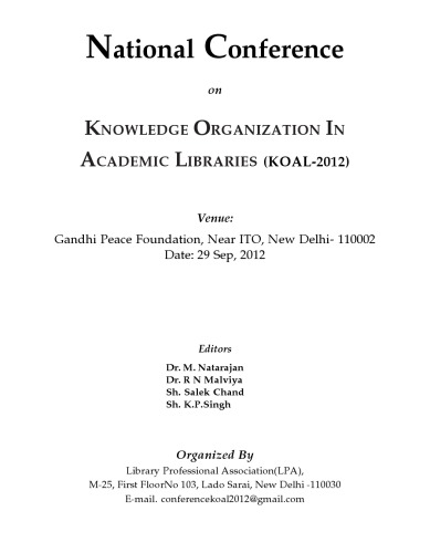 Knowledge organization in academic libraries
