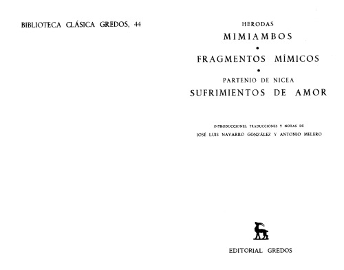 Mimiambos. Fragmentos mнmicos. Partenio, Sufrimientos de amor