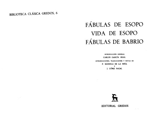 Fábulas de Esopo ; Vida de Esopo ; Fábulas de Babrio