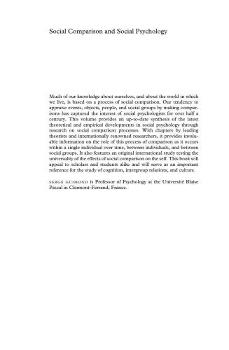 Social comparison and social psychology : understanding cognition, intergroup relations and culture