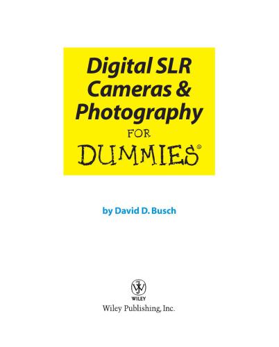 Digital SLR cameras & photography for dummies