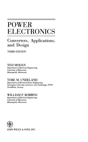 Power electronics : converters, applications, and design