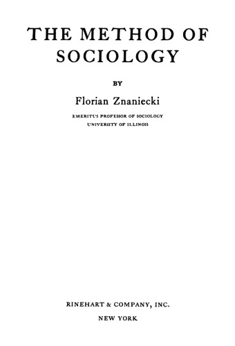 The Method of Sociology
