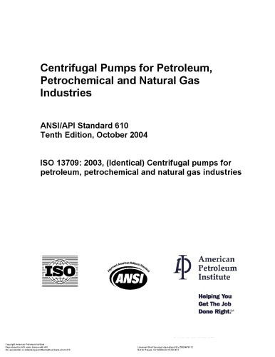 Centrifugal Pumps for Petroleum, Petrochemical and Natural Gas Industries