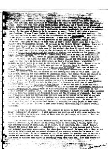 Seminar on Immanuel Kant [1958]