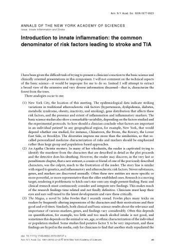 Innate Inflammation and Stroke