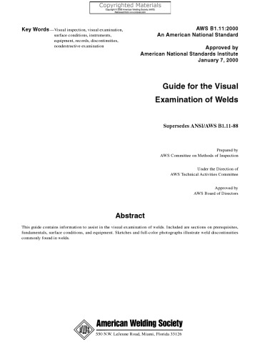 Guide for the Visual Examination of Welds - (AWS B1.11-2000)