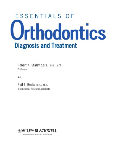 Essentials of orthodontics : diagnosis and treatment